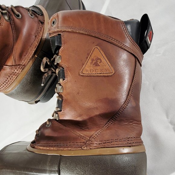 ROCKY Men's US 9 Polartec Insulated Duck Boots Leather & Rubber Muck Work Boots - Picture 8 of 11